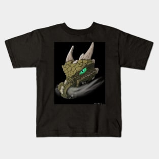 Green eyed dragon head Kids T-Shirt